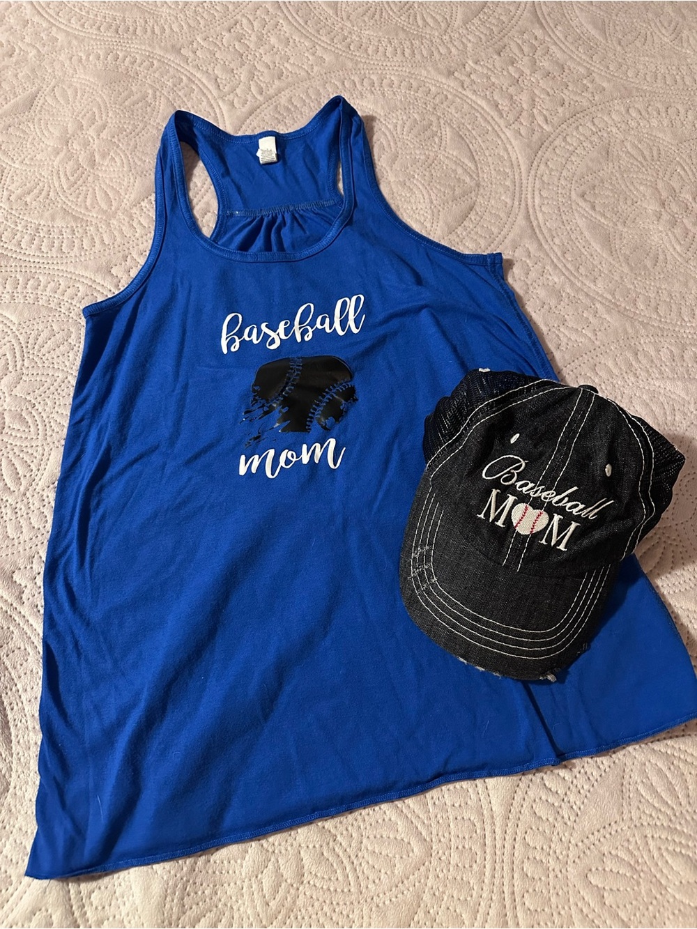 Baseball Mom Tank top & cap BN sz med